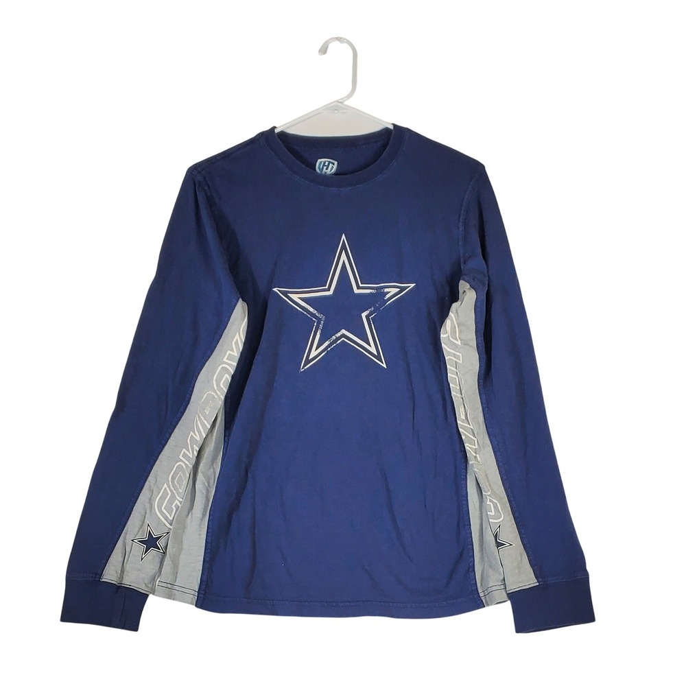 Dallas Cowboys‎ Long Sleeve T Shirt NFL Team Star Logo Gray Blue Mens Size S